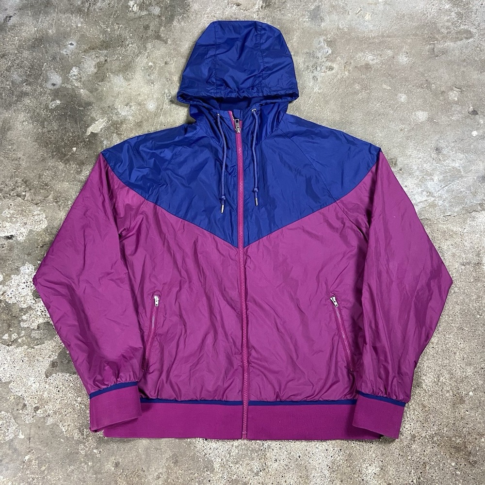 Nike Windrunner Jacket Size XL Blue Purple Colorblock Full Zip Hoodie Swoosh